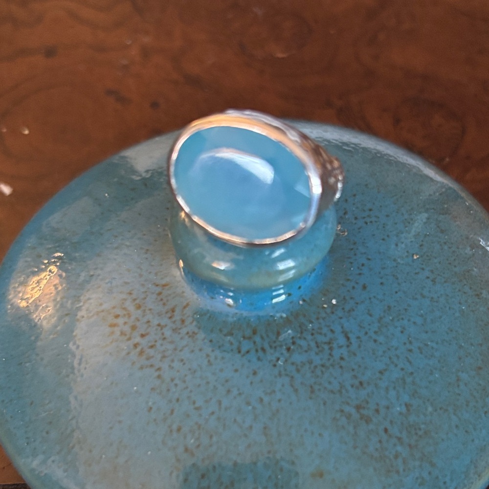 Blue Glass Cabochon Ring - Stylish Women's Jewelry